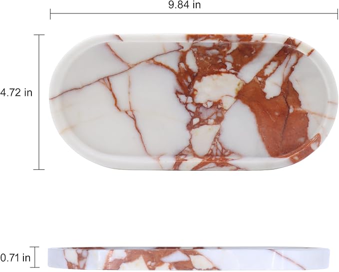 Natural Marble Tray, Oval Vanity Decorative Tray - Image 3