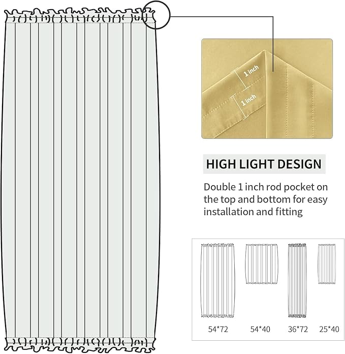 DWCN French Door Curtains – Rod Pocket Thermal Blackout Curtain - Image 3