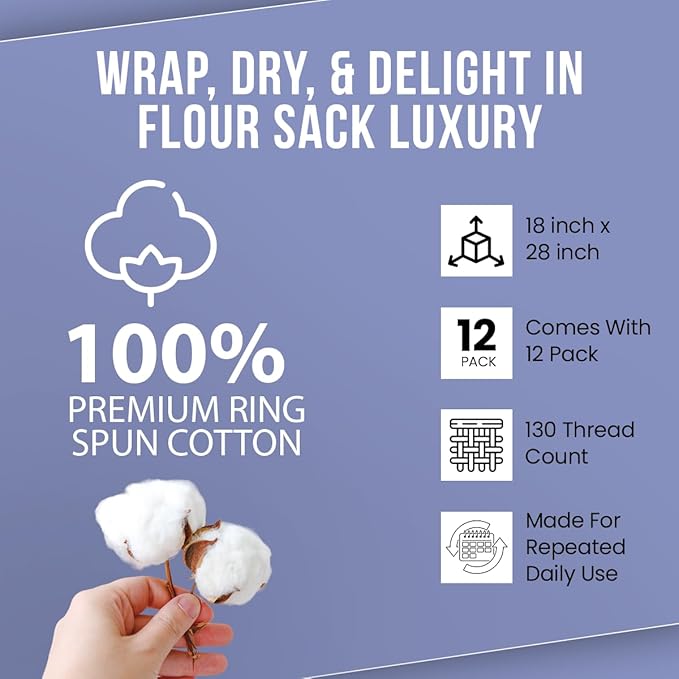 Flour Sack Towels| Tea Towel for Crafts| Kitchen Dish Cotton Blank Towel for - Image 7