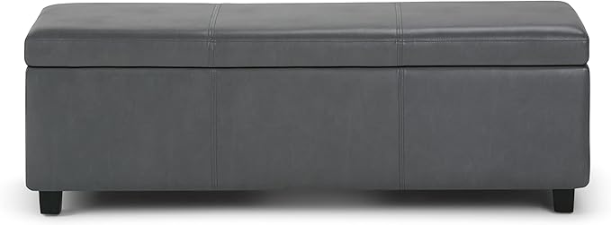 SIMPLIHOME Avalon 48 inch Wide Contemporary Rectangle Storage Ottoman Bench in - Image 6