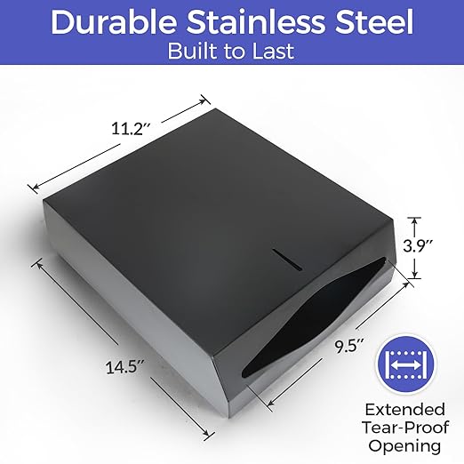 Paper Towel Dispenser Wall Mount, Matte Black Stainless Steel Commercial Paper - Image 5