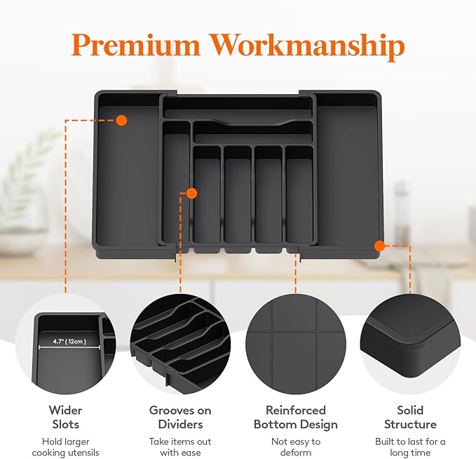 Lifewit Silverware Drawer Organizer, Expandable Utensil Organizer - Image 4