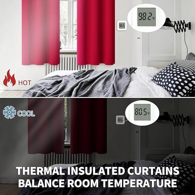BGment Red Blackout Curtains 40 Inches Length - Image 4
