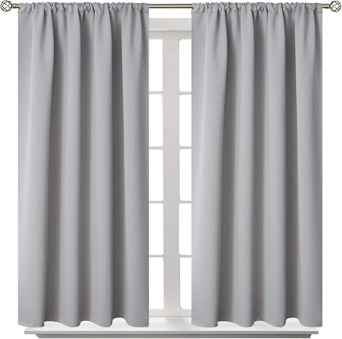 BGment Light Grey Blackout Curtains 48 Inch Length by BGment