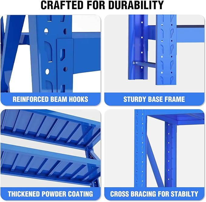 Storage Shelves Heavy Duty, Metal Garage Shelving Units, 4 Tier Storage Rack - Image 4