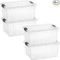 Superio Storage Bins with Lids- 4 Pack, 1.85 Qt Clear Boxes by Superio