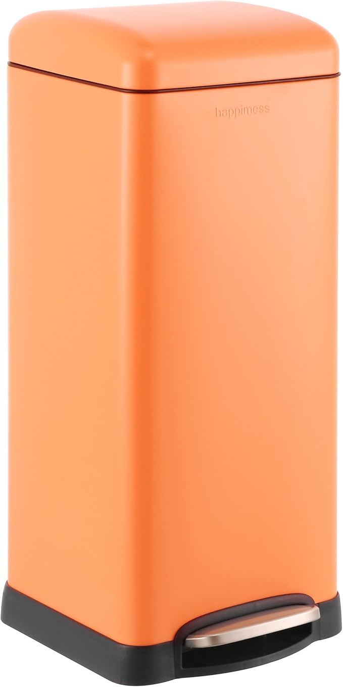 happimess HPM1007G Betty Retro 8-Gallon Step-Open Trash Can, Fingerprint by Happimess