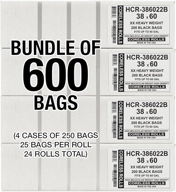 Aluf Plastics High Density Trash Bags, 60 Gallon, 22 Micron, - Image 6
