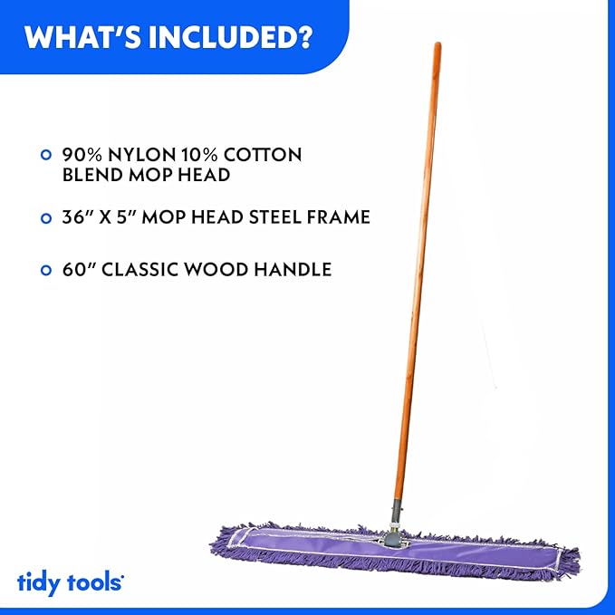 36 Inch Purple Commercial Dust Mop & Floor Sweeper – Wood Handle Floor Mop - Image 4
