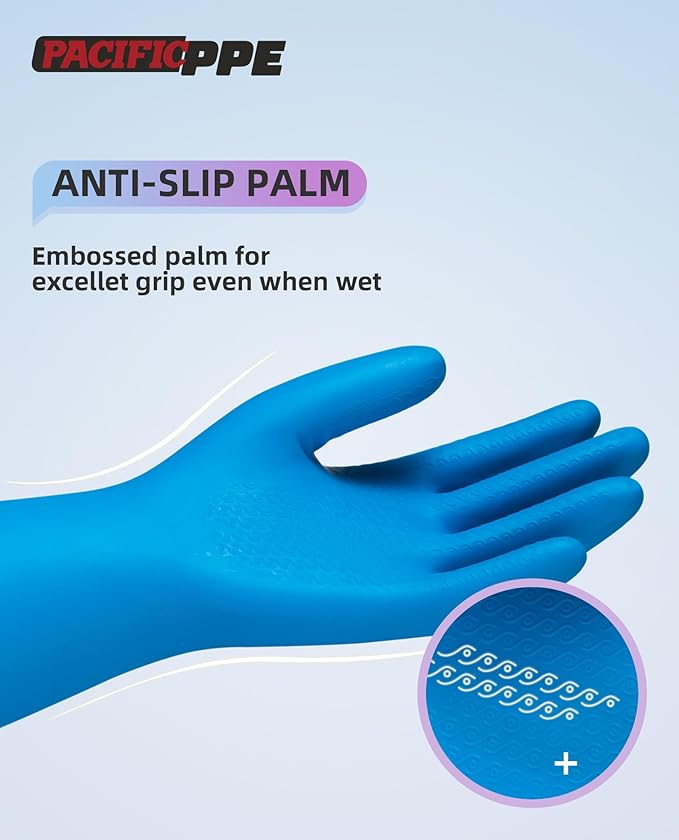 PACIFIC Cleaning Gloves with Latex free, Dishwashing Kitchen Gloves with Cotton - Image 4