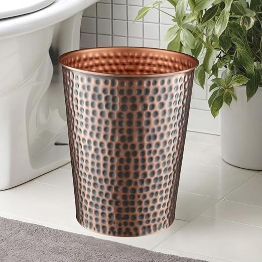 Monarch Abode Handcrafted Metal Wastebasket Trash Can - Image 4