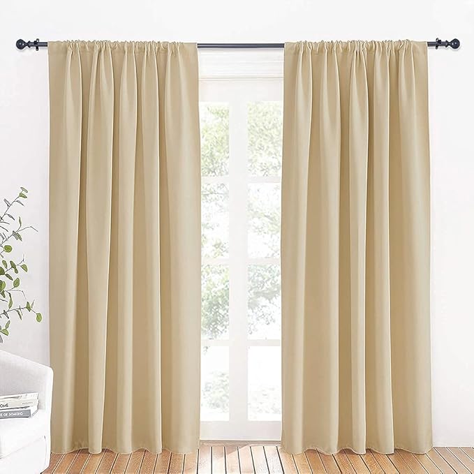 RYB HOME Large Curtains for Living Room 84 inches Length, W 70 x L 84, Biscotti by RYBHOME