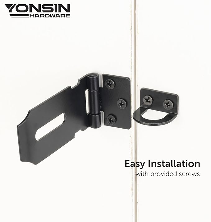 3" Door Padlock Safety Hasp Latch 2 Pcs, Door Hasp Clasp Lock Gate Shed Hasp - Image 3