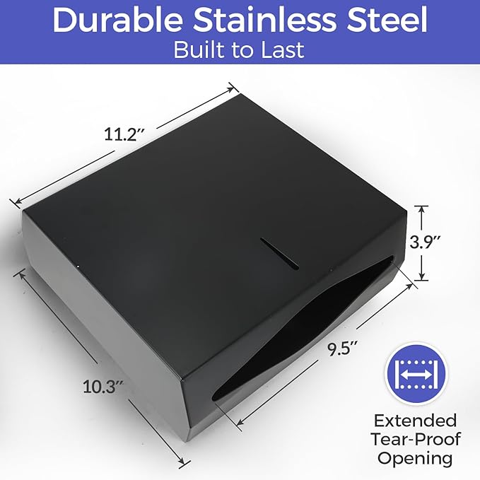 Paper Towel Dispenser Wall Mount, Matte Black Stainless Steel Commercial Paper - Image 5