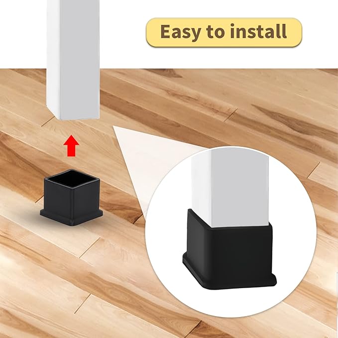 Flyshop 1-3/16" x 1-3/16", 30 mm x 30 mm Flexible PVC Chair Leg Caps Black - Image 6