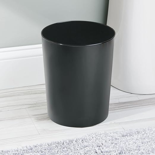 mDesign Round Metal Small 1.7 Gallon Recycle Trash Can Wastebasket, Garbage - Image 3