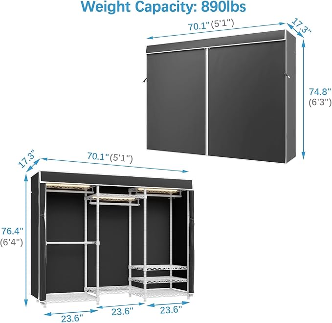VIPEK V5LC Garment Rack Heavy Duty Covered Clothes Racks - Image 6