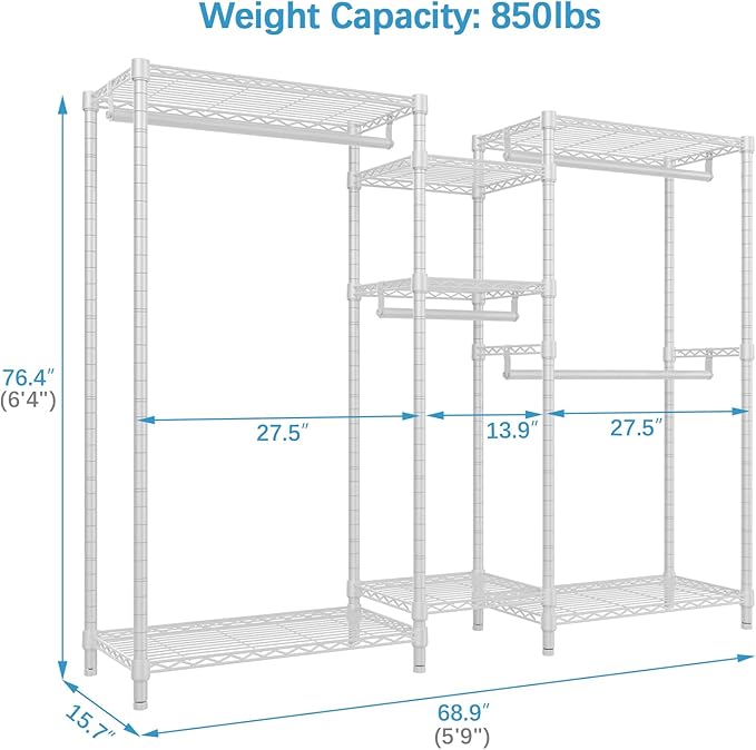 VIPEK Classic V6 Wire Garment Rack 5 Tiers Heavy Duty Clothes Rack - Image 4