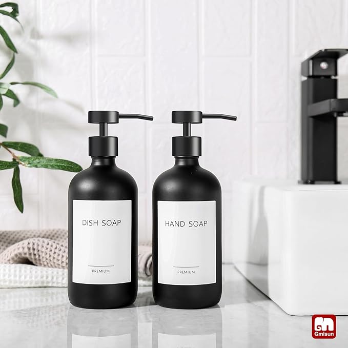 GMISUN Black Soap Dispenser, 2 Pack Matte Black Hand Soap Dispensers - Image 4