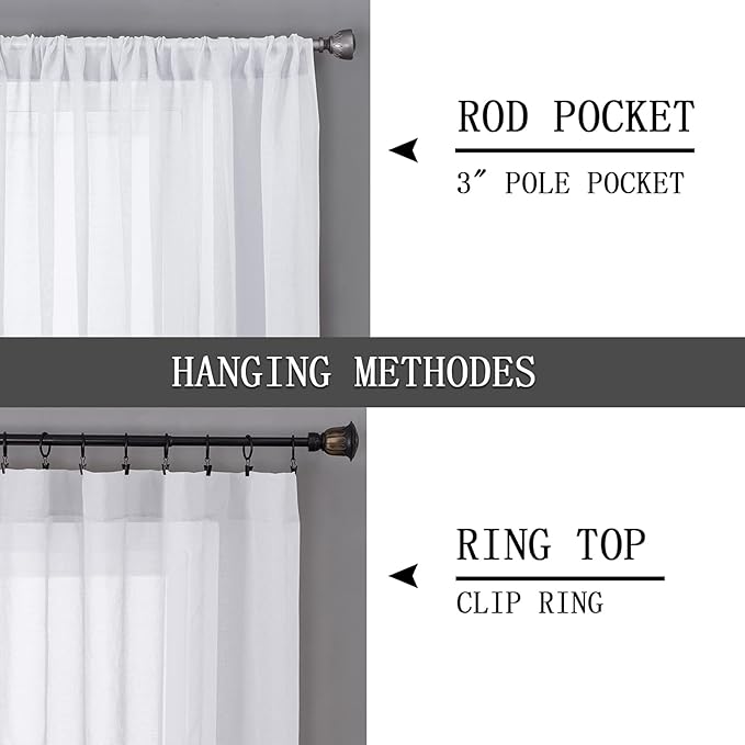 Tollpiz Short Sheer Tier Curtains Linen Textured Half Kitchen Curtain Sheers - Image 5