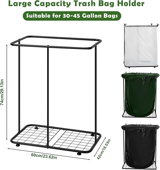 Vrisa Garden Trash Bag Holder Stand Outdoor Leaf Bag Holder Metal Wire Garbage - Image 2