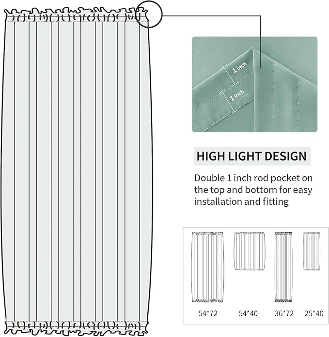 DWCN French Door Curtains – Rod Pocket Thermal Blackout Curtain - Image 3