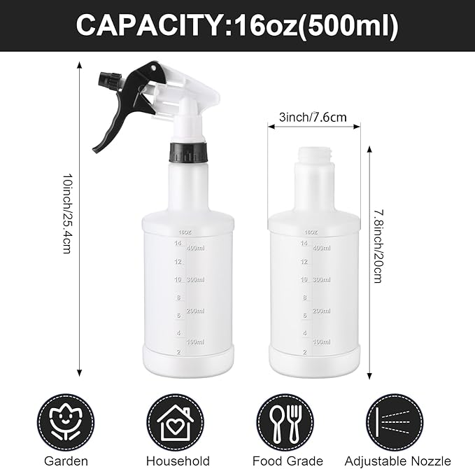 Eccliy 12 Pcs 16 Oz Plastic Spray Bottle, Adjustable Empty Reusable Sprayer - Image 2