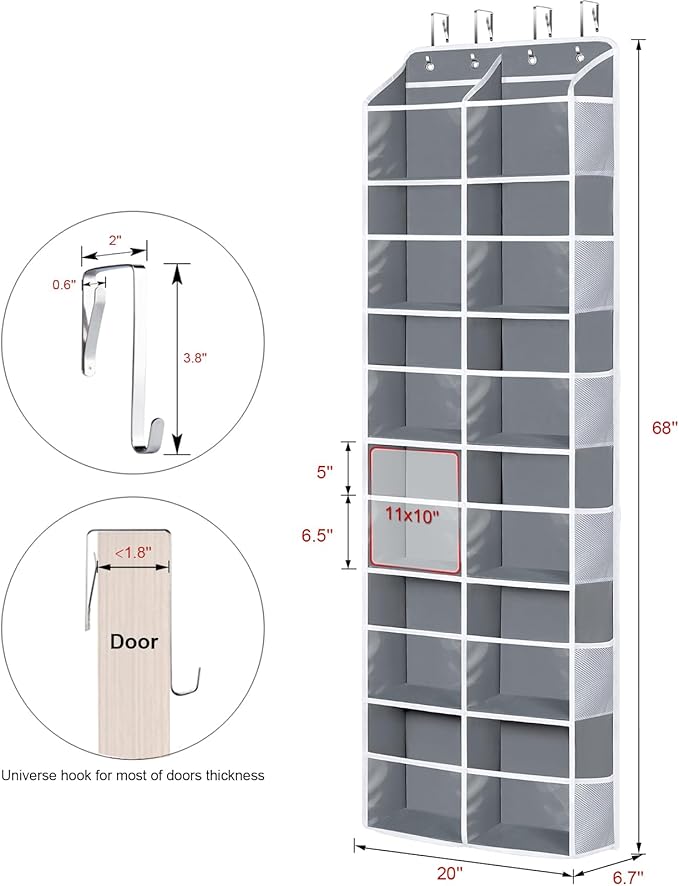 Univivi Over the Door Organizer 6 Tiers, Extra Large Door Hanging Organizer - Image 3