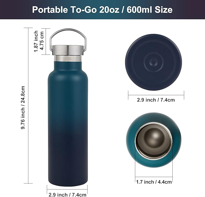 Neihepal Gradient Stainless Steel Water Bottles, 20 Ounce Vacuum Insulated - Image 5