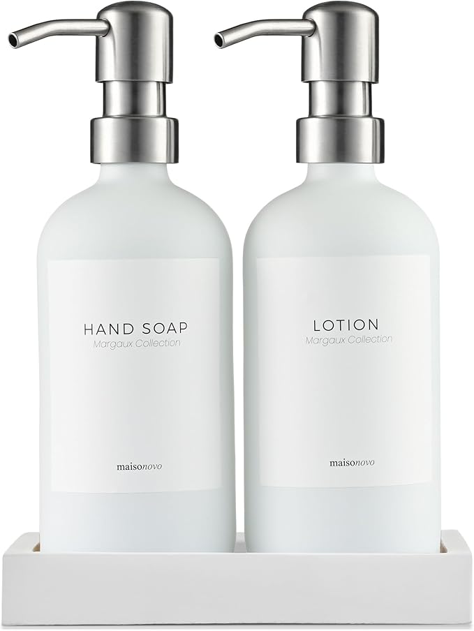 MaisoNovo Soap Dispenser 3-Piece Set | 16.9oz White Bottles by MaisoNovo-TheArtofSustainableLiving