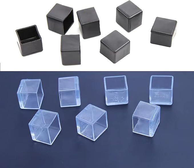 16 Pcs Transparent Square Anti-Slip Rubber Leg Tips Chair Leg Caps Furniture - Image 3