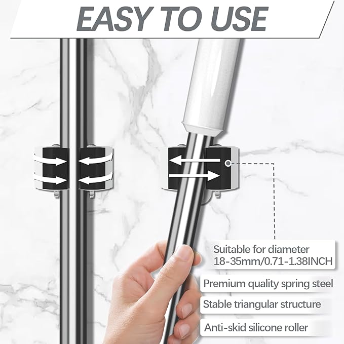 3-H Broom Hanger, Mop Holder Wall Mount 12 Pack, Broom Holder Wall Mount - Image 2