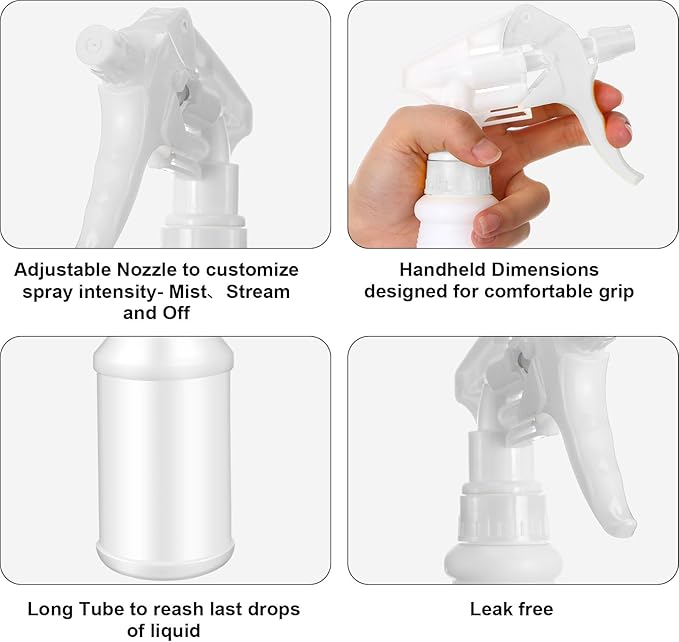 Eccliy 12 Pcs 16 Oz Plastic Spray Bottle, Adjustable Empty Reusable Sprayer - Image 3