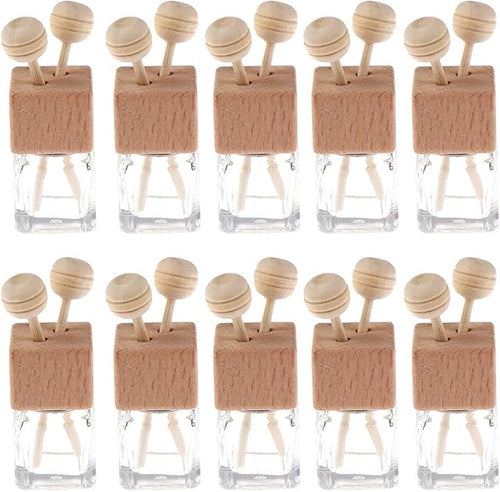 10 Pack, 8ml Clear Glass Car Air Freshener Perfume Clip Diffuser, Empty by Furnido
