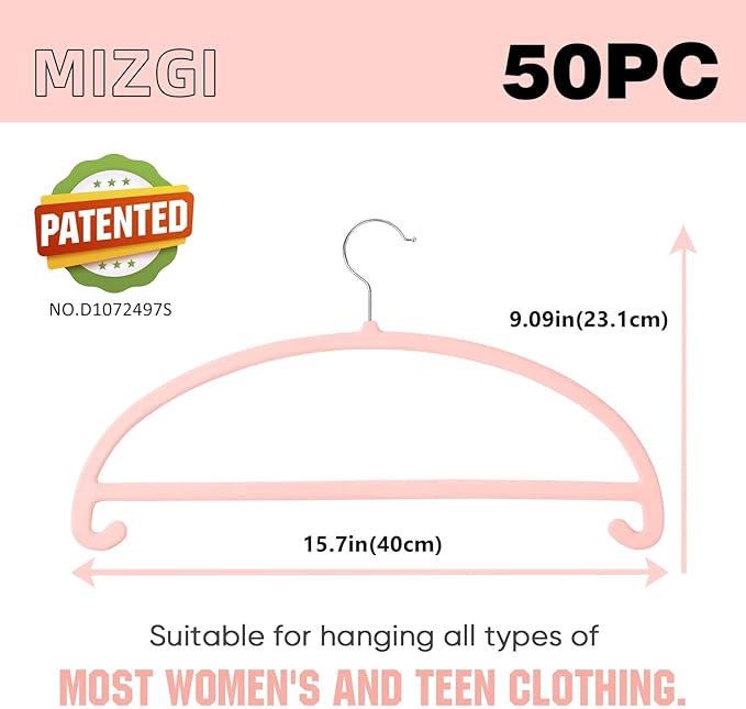 MIZGI 50 Pack Blush Pink Velvet Hangers - Image 6