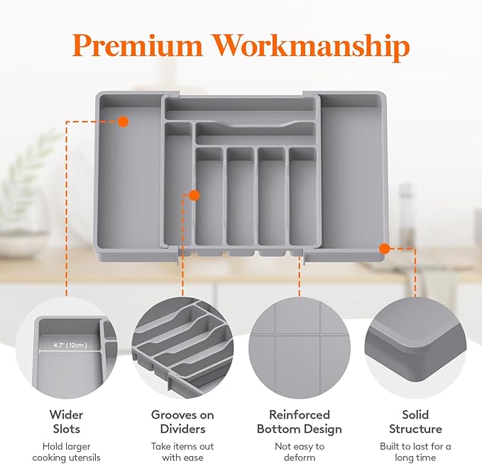 Lifewit Silverware Drawer Organizer, Expandable Utensil Organizer - Image 5