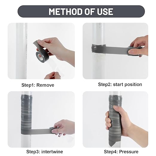 Self Fusing Silicone Tape 4 Rolls 1 in x 10' Grey Waterproof Rescue Tape Rubber - Image 3
