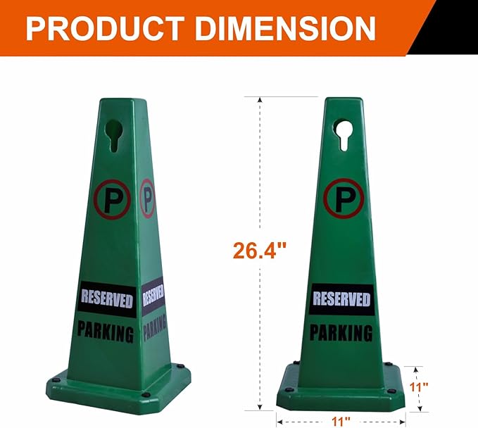 8-Pack 26.5" Caution Cones, 4-Sided Visible Safety Signs - Image 2