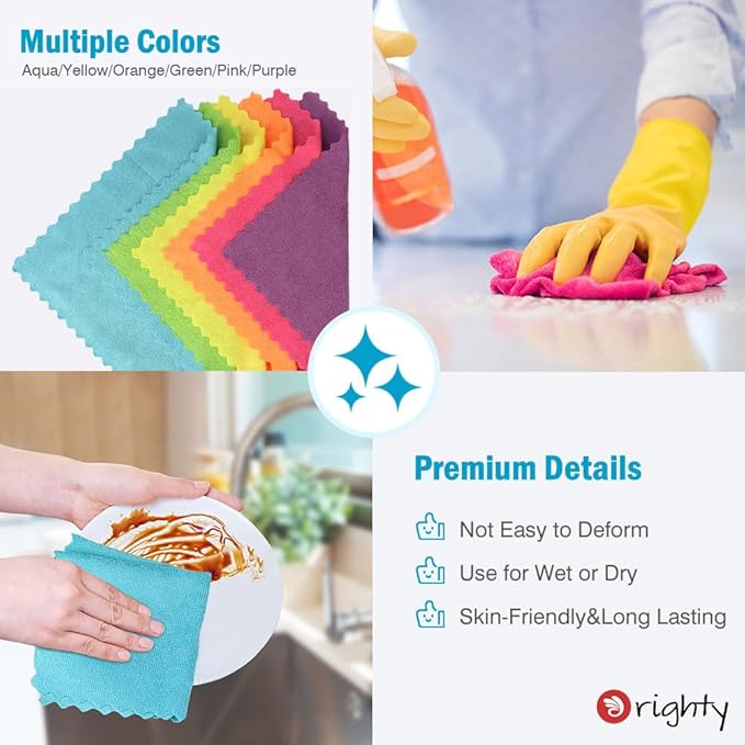Orighty Microfiber Cleaning Cloth 24 Pack, Highly Absorbent Cleaning Supplies - Image 4
