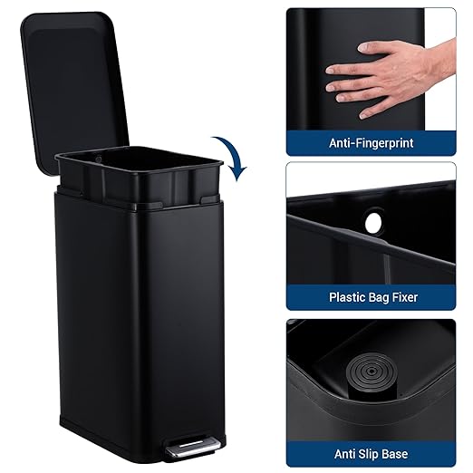 Garvee 13 Gallon Kitchen Trash Can, Stainless Steel Step Garbage Bin - Image 4