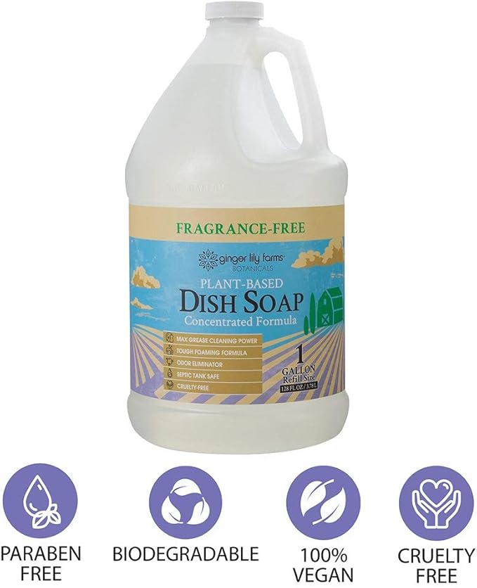 Ginger Lily Farms Botanicals Plant-Based Liquid Dish Soap, Concentrated Formula - Image 7