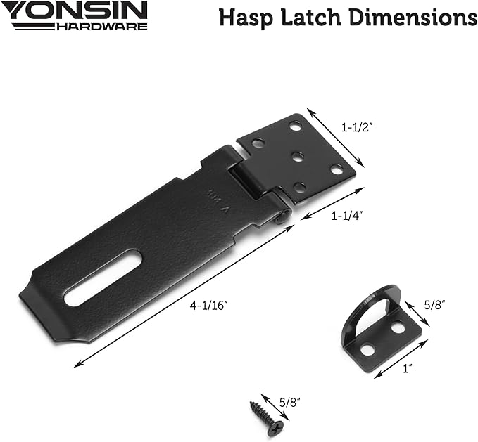 4" Door Padlock Safety Hasp Latch 2 Pcs, Door Hasp Clasp Lock Gate Shed Hasp - Image 7