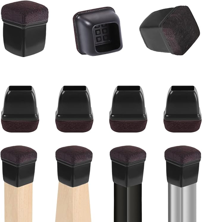 Ezprotekt 24 Pcs Extra Small Square Chair Leg Floor Protectors, Silicone Felt by VisittheEzprotekt