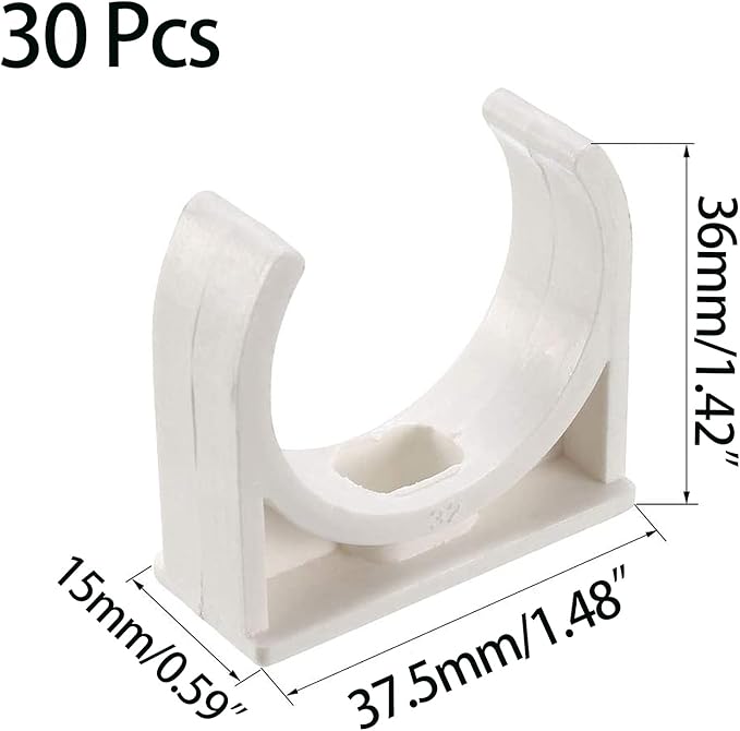 30 Pcs U-Shaped PVC Water 32mm Pipe Clamps Clips, U-Shaped Buckles Fit - Image 2