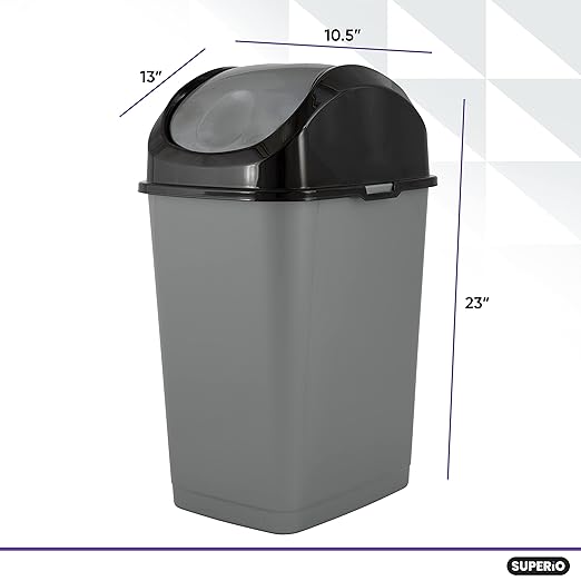 Superio Office Trash Can with Lid 9 Gallon Kitchen Garbage Can Bedroom Waste - Image 2