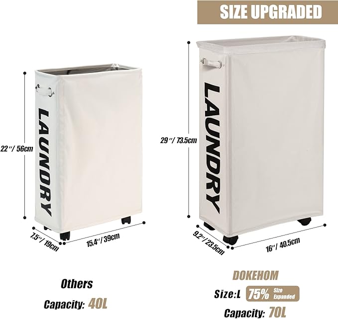 DOKEHOM 29-Inches Enlarged Slim Laundry Basket - Image 3