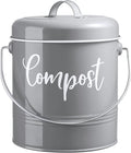 Gray Compost Bin Kitchen, 1.3 Gallon Farmhouse Kitchen Compost Bin Countertop by DAYYET