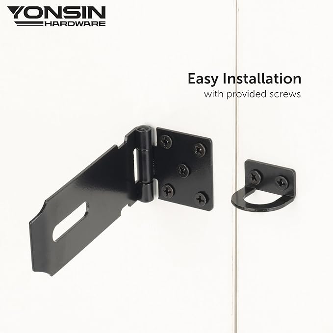 4" Door Padlock Safety Hasp Latch 2 Pcs, Door Hasp Clasp Lock Gate Shed Hasp - Image 3