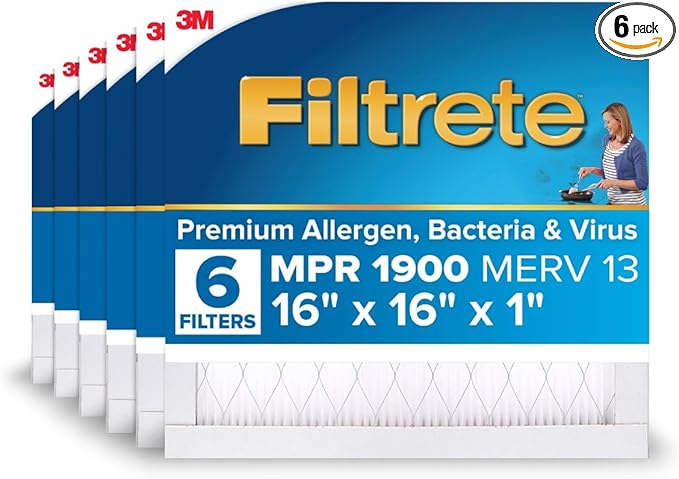 Filtrete 16x16x1 AC Furnace Air Filter, MERV 13, MPR 1900, Premium Allergen by Filtrete