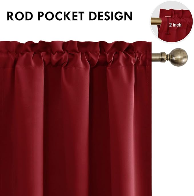 DWCN Christmas Burgundy Room Darkening Blackout Curtains - Image 4